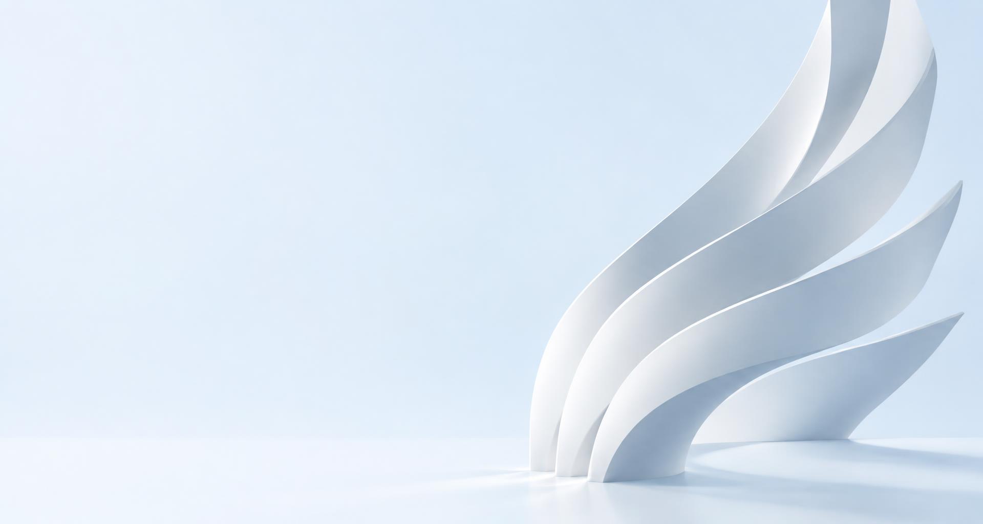 An architectural wing sculpture, rising toward new possibilities